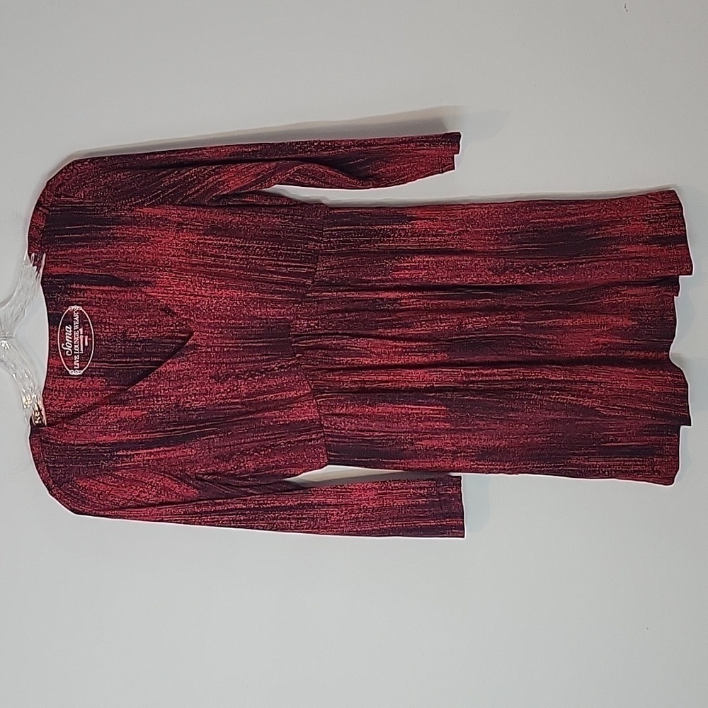 Soma soft jersey V-neck Tunic black & red with pockets